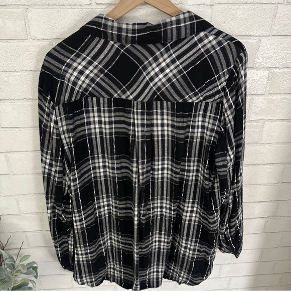 LANE BRYANT Black & White Plaid Flannel Shirt - Picture 9 of 10